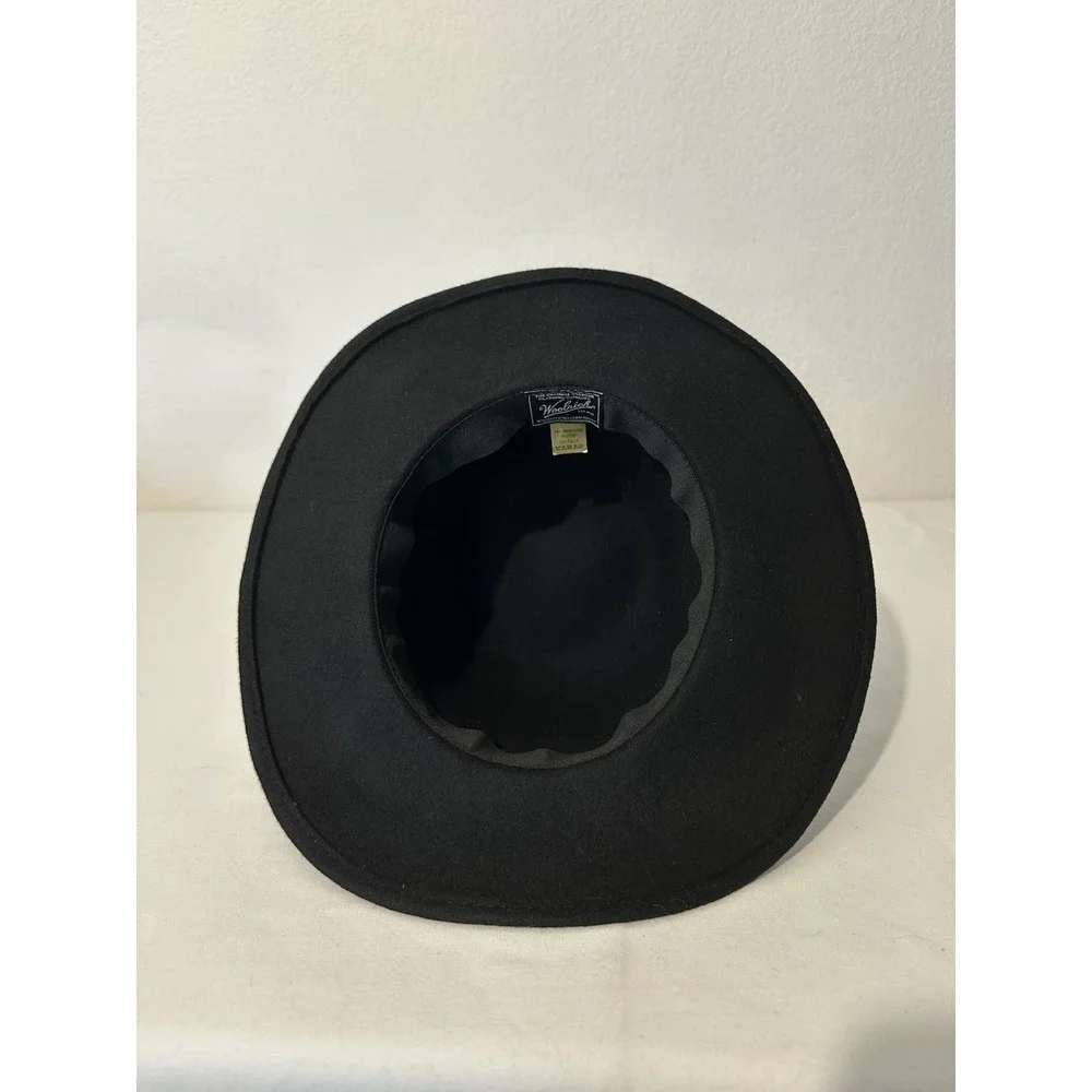 Woolrich Felt Hat Black Wide‎ Brim Contrast Band Wool Size OS 21.5